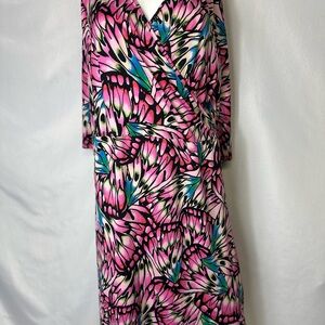 CHRISTINE V  SIZE LARGE BUTTERFLY PRINT DRESS